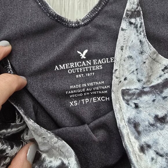 American Eagle Outfitters crushed velvet gray boho strappy tank top shirt WMS XS - Picture 4 of 8
